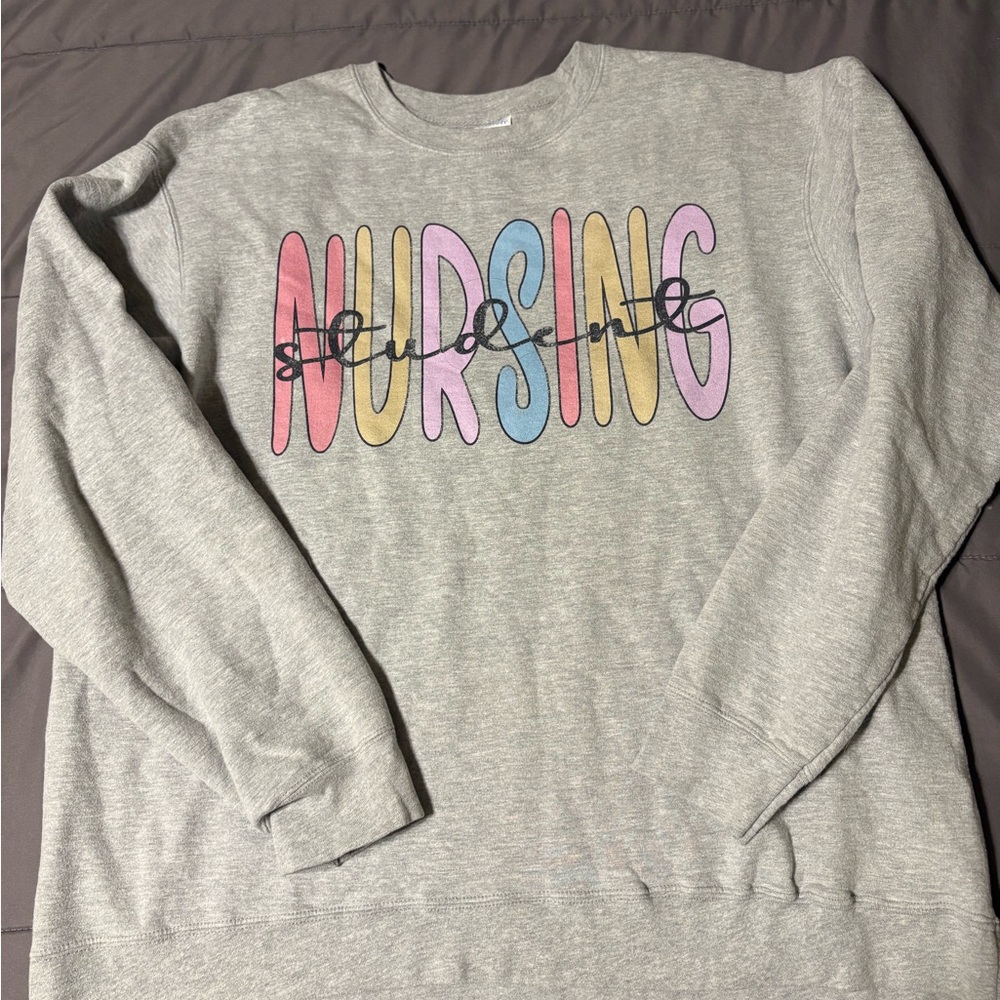 Student Nursing Sweatshirt | Port & Company Gray Crewneck | Size XL